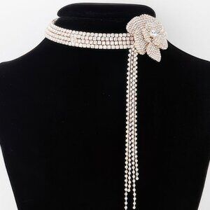 Rhinestone Flower Choker Necklace